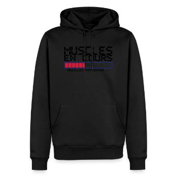 muscles en cours citation - Sweat à capuche Premium bio Homme - noir - Devant - Nico (187cm)