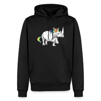 Rhino licorne - Sweat à capuche Premium bio Homme - noir - Devant - Nico (187cm)