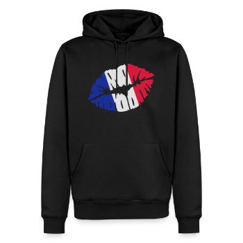 France - Sweat à capuche Premium bio Homme - noir - Devant - Nico (187cm)