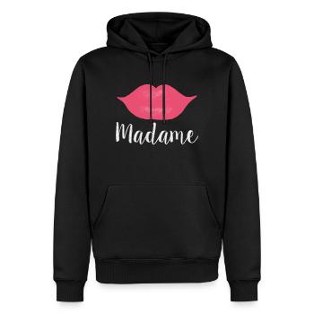 Madame Lips Big white - Männer Premium Bio Hoodie - Schwarz - Vorne - Nico (187cm)