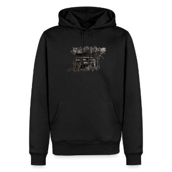 Shop-Kopie - Männer Premium Bio Hoodie - Schwarz - Vorne - Nico (187cm)