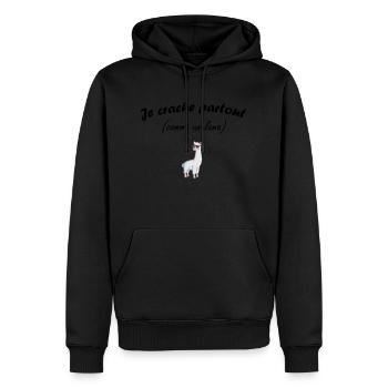 je crache partout comme un lama fête des pères - Sweat à capuche Premium bio Homme - noir - Devant - Nico (187cm)