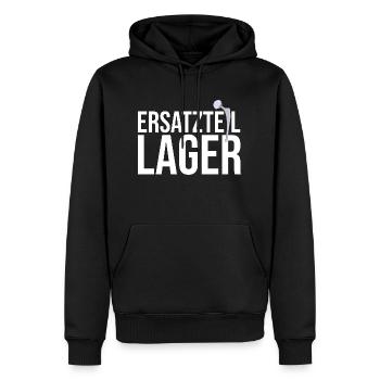 Ersatzteillager Hüftprothese - links - Männer Premium Bio Hoodie - Schwarz - Vorne - Nico (187cm)
