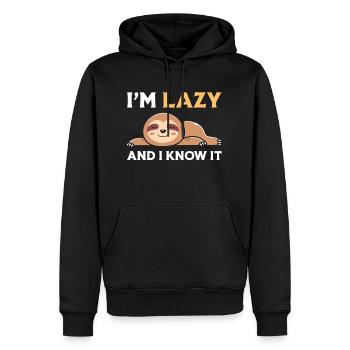 I'm Lazy and I know it - Men’s Premium Organic Hoodie - black - Front - Nico (187cm)