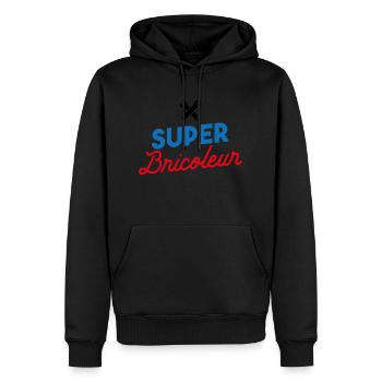 Super Bricoleur - Sweat à capuche Premium bio Homme - noir - Devant - Nico (187cm)