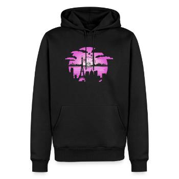 Paris Theme Baguette Bike Coffee Eiffel Tower - Men’s Premium Organic Hoodie - black - Front - Nico (187cm)