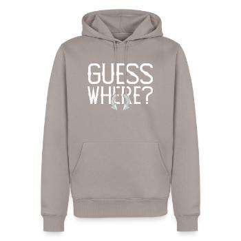 Guess Where Piercing Piercings - Men’s Premium Organic Hoodie - taupe - Front - Nico (187cm)