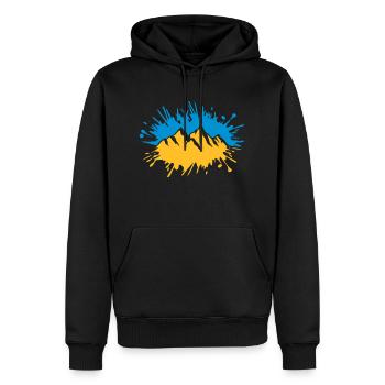 Éclaboussure colorée de gouttes de montagnes de peinture - Sweat à capuche Premium bio Homme - noir - Devant - Nico (187cm)
