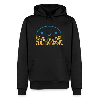 the day you deserve - Men’s Premium Organic Hoodie - black - Front - Nico (187cm)