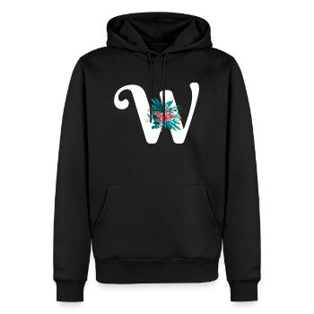 Buchstabe W geblüht - Männer Premium Bio Hoodie - Schwarz - Vorne - Nico (187cm)