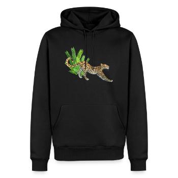 Léopard dans la jungle - Sweat à capuche Premium bio Homme - noir - Devant - Nico (187cm)