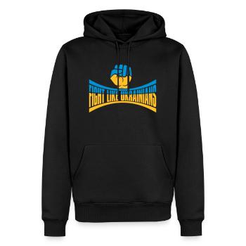 fight like ukrainians Zitat - Männer Premium Bio Hoodie - Schwarz - Vorne - Nico (187cm)