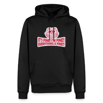 everything is fine quote - Men’s Premium Organic Hoodie - black - Front - Nico (187cm)