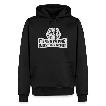 everything is fine quote - Men’s Premium Organic Hoodie - black - Front - Nico (187cm)
