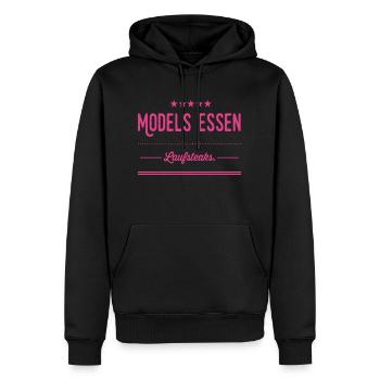 MODELS essen Lauf STEAKS +++ Funny and New Design! - Männer Premium Bio Hoodie - Schwarz - Vorne - Nico (187cm)