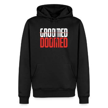 Groomed Doomed Groom Wedding Pun - Men’s Premium Organic Hoodie - black - Front - Nico (187cm)