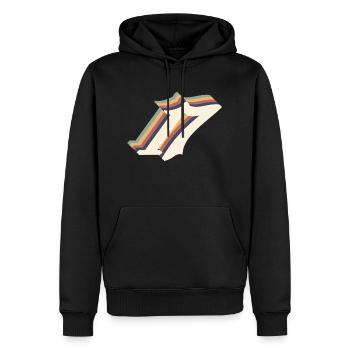 Vintage 17th Anniversary - Men’s Premium Organic Hoodie - black - Front - Nico (187cm)