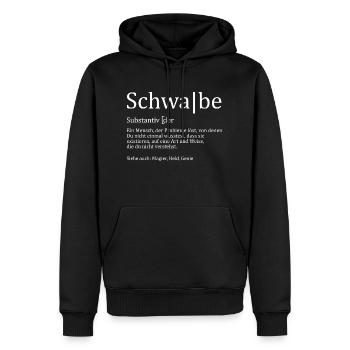Schwabe Synonym - Männer Premium Bio Hoodie - Schwarz - Vorne - Nico (187cm)