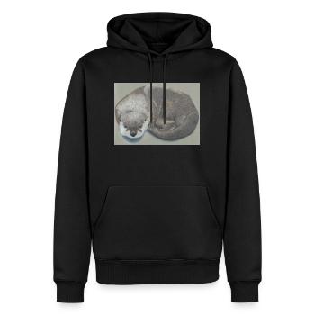 Loutre 12 03 2023 - Sweat à capuche Premium bio Homme - noir - Devant - Nico (187cm)