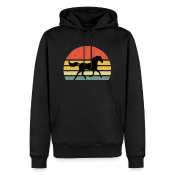 Cheval Vintage Rétro - Sweat à capuche Premium bio Homme - noir - Devant - Nico (187cm)