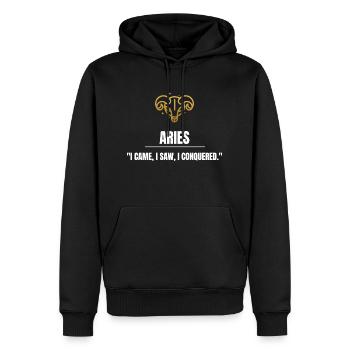 Aries - Men’s Premium Organic Hoodie - black - Front - Nico (187cm)