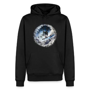 Skieur futuriste élégant - Sweat à capuche Premium bio Homme - noir - Devant - Nico (187cm)
