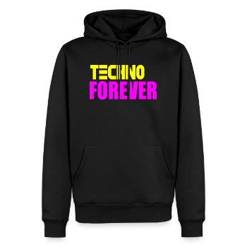 Techno pour toujours - Sweat à capuche Premium bio Homme - noir - Devant - Nico (187cm)
