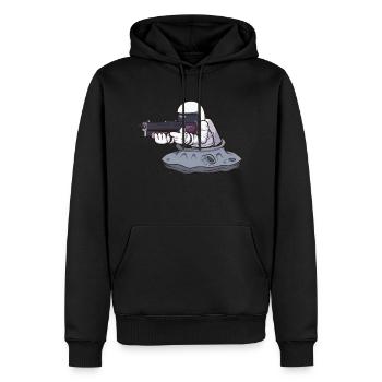 Astronaute avec arme - Sweat à capuche Premium bio Homme - noir - Devant - Nico (187cm)