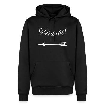 Habibi - Men’s Premium Organic Hoodie - black - Front - Nico (187cm)