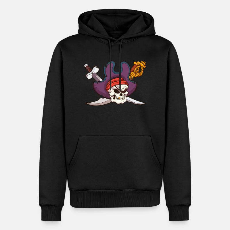 Piratenschädel - Männer Premium Bio Hoodie - Schwarz
