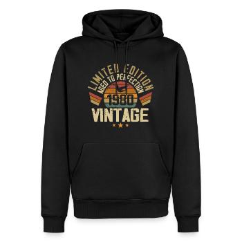 Vintage 1980 Cadeau d’anniversaire 1980 Rétro - Sweat à capuche Premium bio Homme - noir - Devant - Nico (187cm)