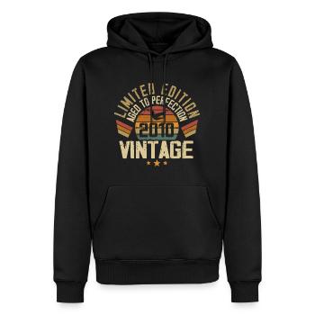 Vintage 2010 Cadeau d’anniversaire 2010 Rétro - Sweat à capuche Premium bio Homme - noir - Devant - Nico (187cm)