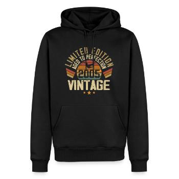Vintage 2005 Cadeau d’anniversaire 2005 Rétro - Sweat à capuche Premium bio Homme - noir - Devant - Nico (187cm)
