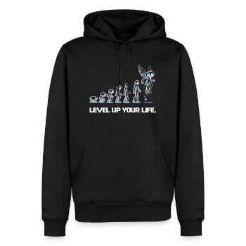 Améliorez votre vie - Sweat à capuche Premium bio Homme - noir - Devant - Nico (187cm)