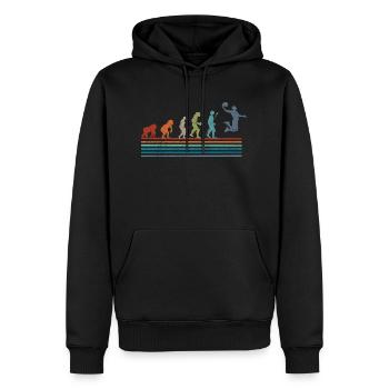 Retro Vintage Basketball Evolution - Männer Premium Bio Hoodie - Schwarz - Vorne - Nico (187cm)
