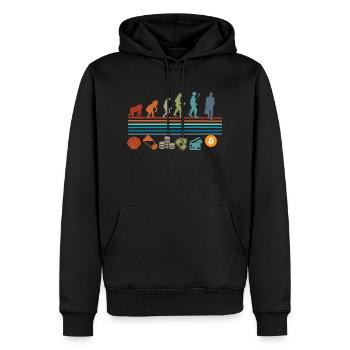 Vintage Retro Bitcoin Evolution - Men’s Premium Organic Hoodie - black - Front - Nico (187cm)