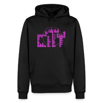 Skyline, Stadt - lila Version - Männer Premium Bio Hoodie - Schwarz - Vorne - Nico (187cm)