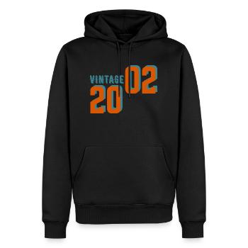 Vintage rétro 2002 - Sweat à capuche Premium bio Homme - noir - Devant - Nico (187cm)