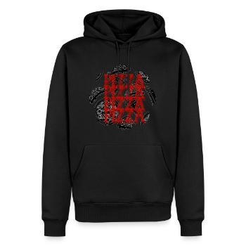 PIZZA - Männer Premium Bio Hoodie - Schwarz - Vorne - Nico (187cm)