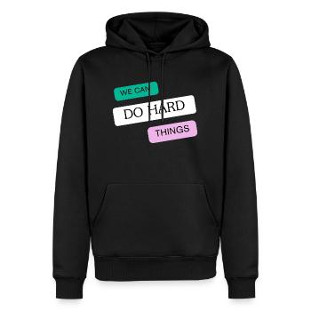We can do hard things - Men’s Premium Organic Hoodie - black - Front - Nico (187cm)