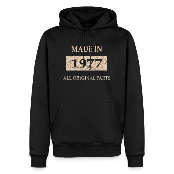 1977 Geschenkidee Retro - Männer Premium Bio Hoodie - Schwarz - Vorne - Nico (187cm)