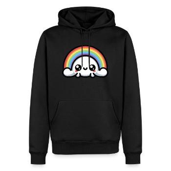 Kawaii Niedlicher Regenbogen - Männer Premium Bio Hoodie - Schwarz - Vorne - Nico (187cm)