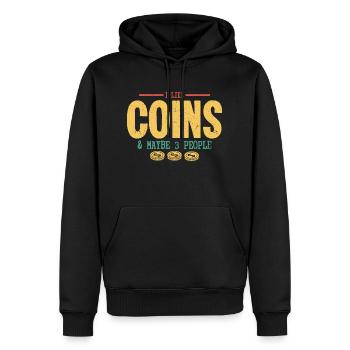 Des pièces de monnaie au-dessus des foules : le numismate sélectif - Sweat à capuche Premium bio Homme - noir - Devant - Nico (187cm)