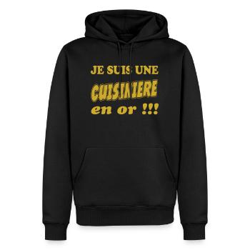 Je suis un CUISINIERE en or 186!!!5 - Sweat à capuche Premium bio Homme - noir - Devant - Nico (187cm)