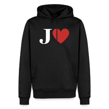 Buchstabe j rotes Herz - Männer Premium Bio Hoodie - Schwarz - Vorne - Nico (187cm)