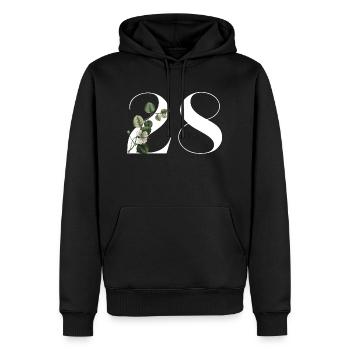 Nummer 28 Blumengrün -28. Geburtstag Blumen - Männer Premium Bio Hoodie - Schwarz - Vorne - Nico (187cm)