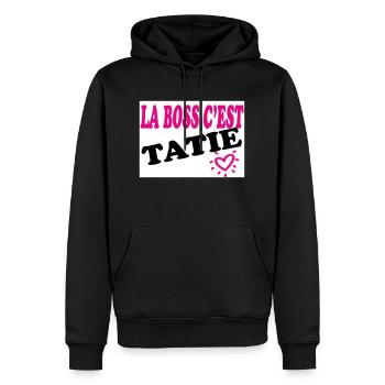 Der Chef ist TATIE - Männer Premium Bio Hoodie - Schwarz - Vorne - Nico (187cm)
