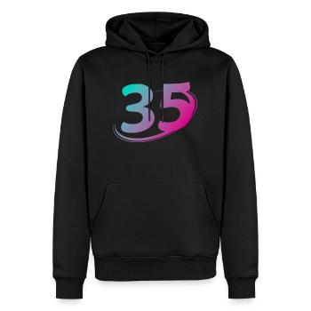 Nummer 35 mehrfarbig - Männer Premium Bio Hoodie - Schwarz - Vorne - Nico (187cm)