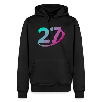 Numéro 27 multicolore - Sweat à capuche Premium bio Homme - noir - Devant - Nico (187cm)