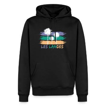 020s LES LANDES3 - Sweat à capuche Premium bio Homme - noir - Devant - Nico (187cm)
